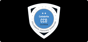 Cellebrite Certified Operator (CCO) badge with a shield design.